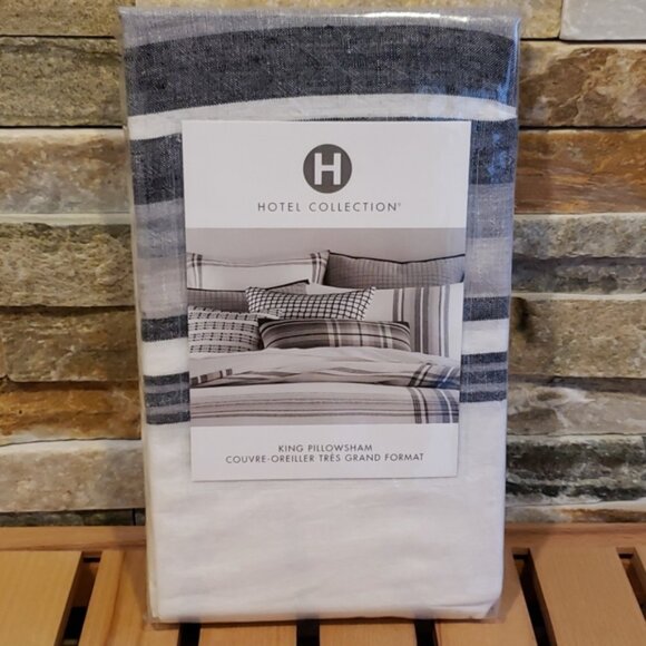 Hotel Collection Plaid Linen Pillow Sham King - Picture 2 of 3